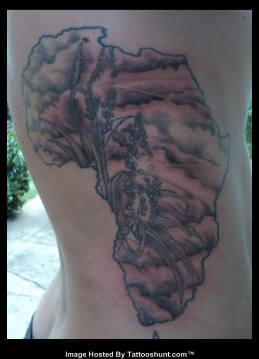 African Trees In Africa Map Tattoo On Side Rib