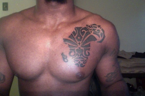 African continent tribal map tattoo on chest