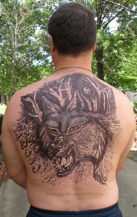 Angry Wolf & Wildlife Tattoo by Leonca