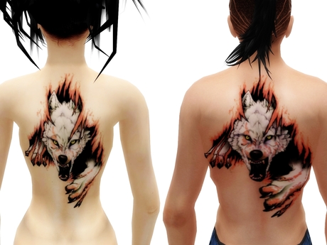 Arctic Wolf Back Tattoo Designs