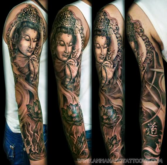 Awesome Full Arm Tattoo Design By Quan Am