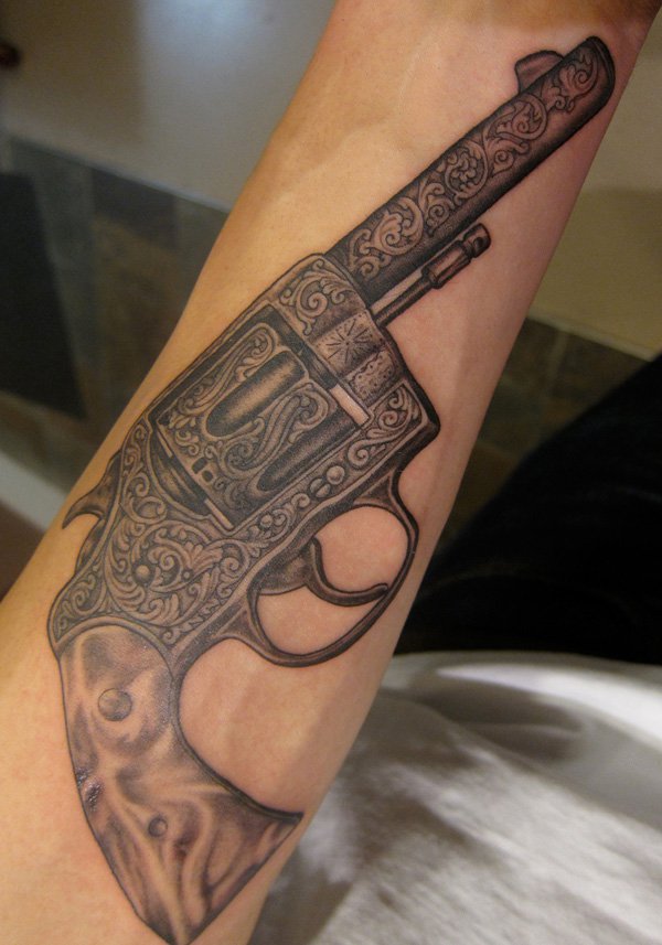 Awesome Old Pistol Tattoo