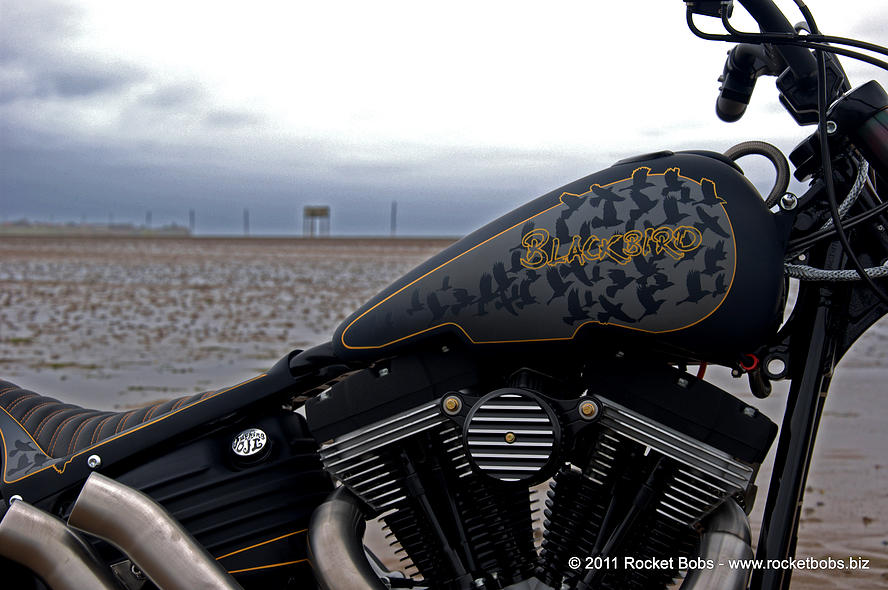 Custom Harley Davidson Rocker C - Blackbird by Rocket Bobs