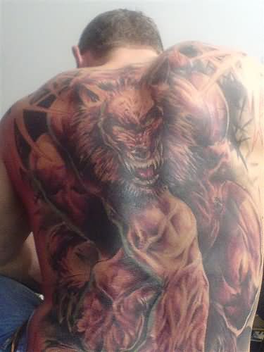 Full back Wolf tattoo