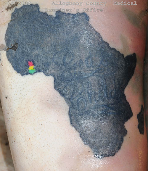 Ghana map in flag's color & Black Ink African Map with text God's Child tattoo