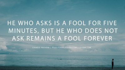 He who asks a question is a fool for five minutes; he who does not ask a question remains a fool forever (2)
