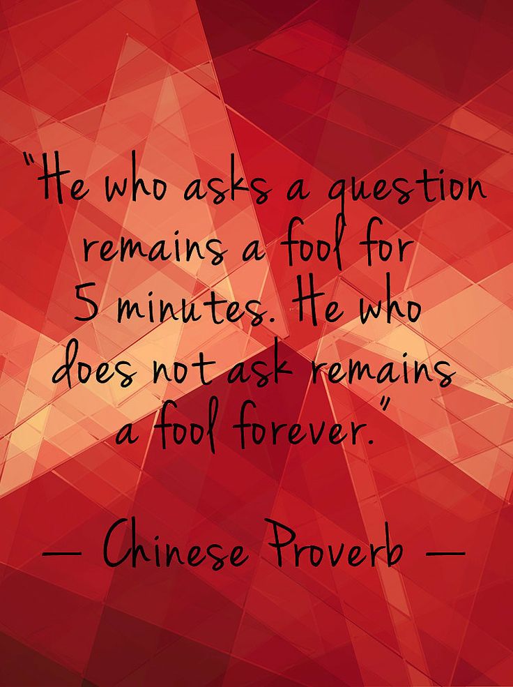He who asks a question is a fool for five minutes; he who does not ask a question remains a fool forever (4)
