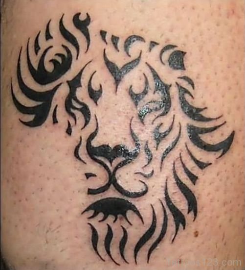 Lion Head African Map tattoo