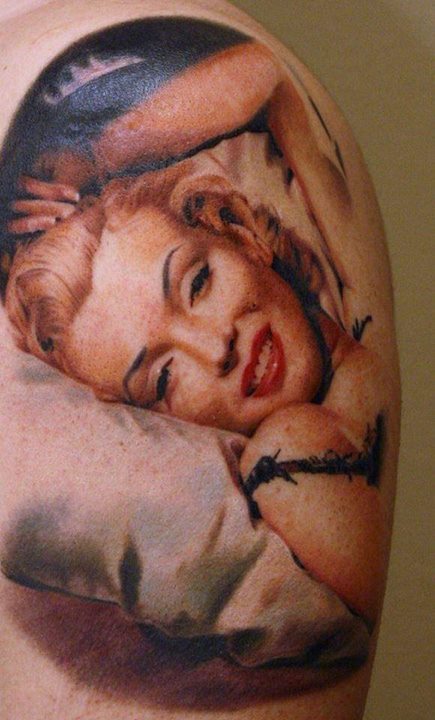 Marilyn Monroe portrait tattoo by Francisco Sanchez