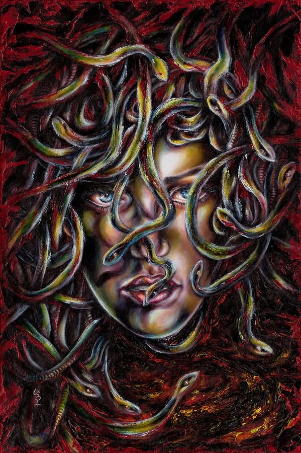 Medusa painting by Hiroko Sakai
