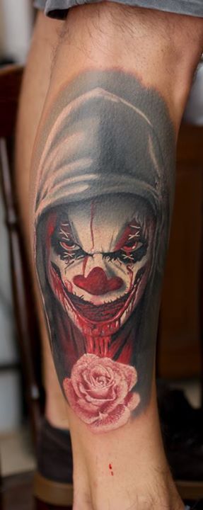Scary Joker Tattoo On Leg By Ivan Korky Koribanič