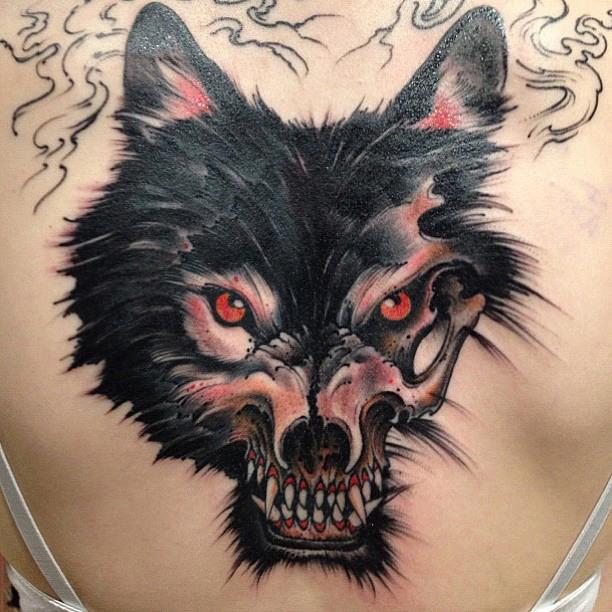 Scary wolf tattoo by mixodix