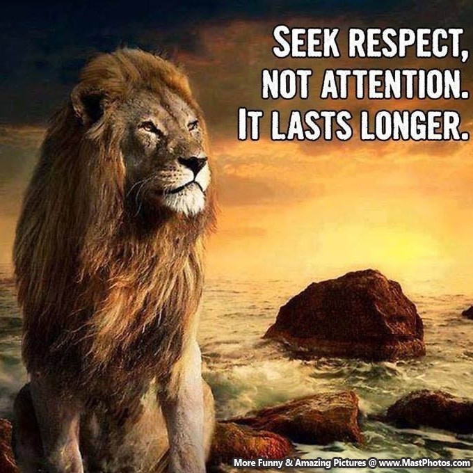 Seek respect, not attention. It lasts longer. (18)