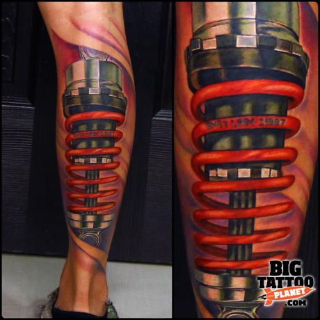 Shock Absorber Tattoo on Leg
