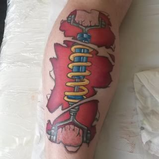 Shocker Tattoo On Leg By Rich Hobson