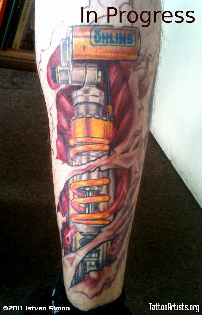 Shocker Tattoo On Leg in Progress by by Istvan Simon