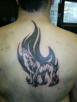 Standing Howling Wolf Tribal Tattoo