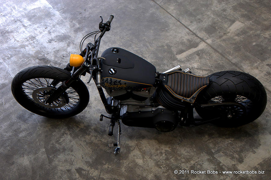 Top View Of Modified Harley Davidson Rocker C - Blackbird by Rocket Bobs