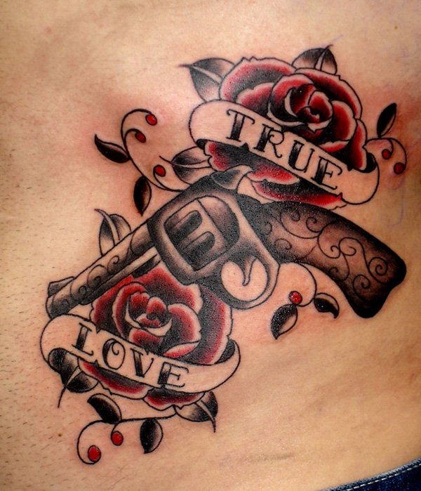 True Love - Pistol and Roses Tattoo