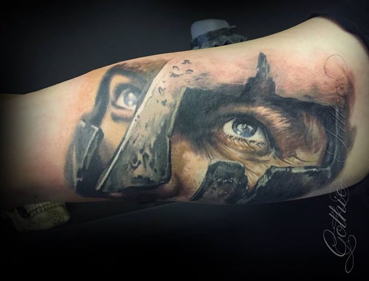 Warrior Eyes Tattoo By Gothic Tattoo, UK