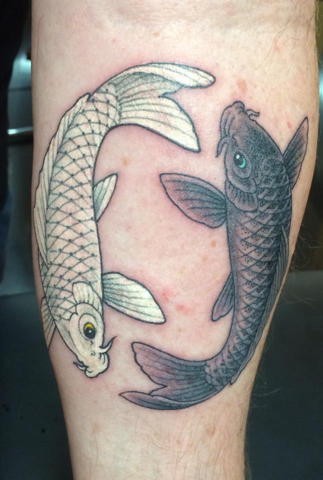 Black And White Pisces Tattoo by Chris Garver
