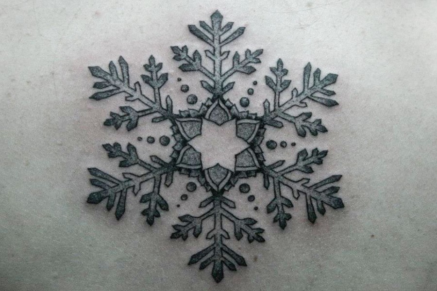 Black Ink Geometric Snowflake tattoo
