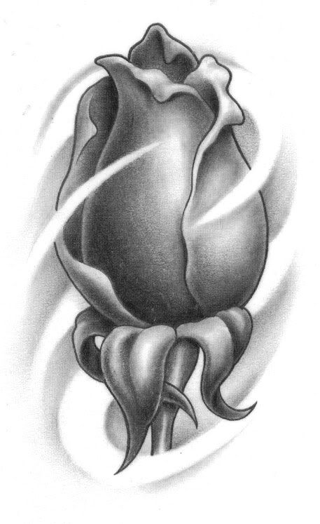 Black and white tulip tattoo design