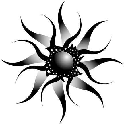 Black & grey awesome tribal sun tattoo design