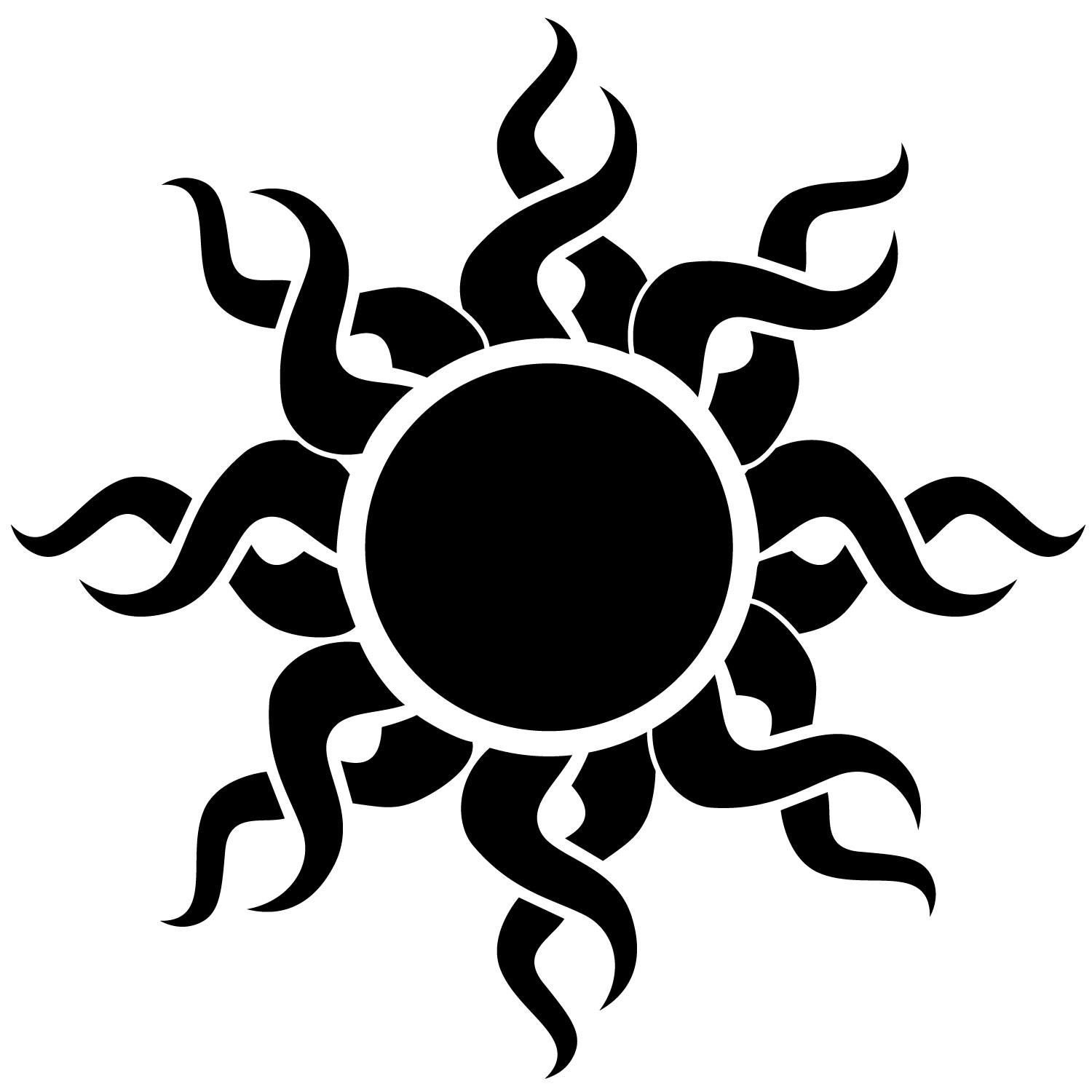 Black tribal sun tattoo design