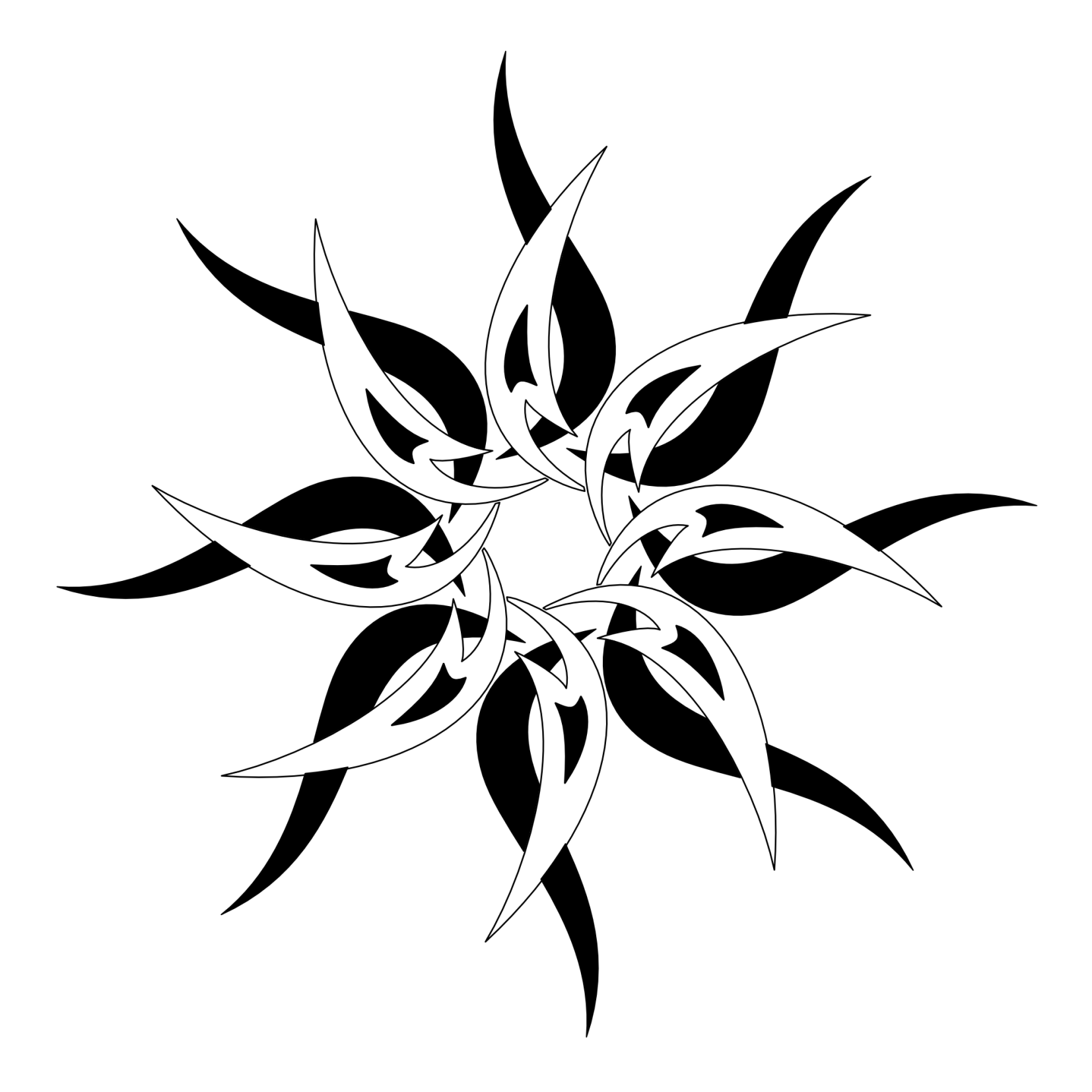 Black & white tribal sun tattoo design