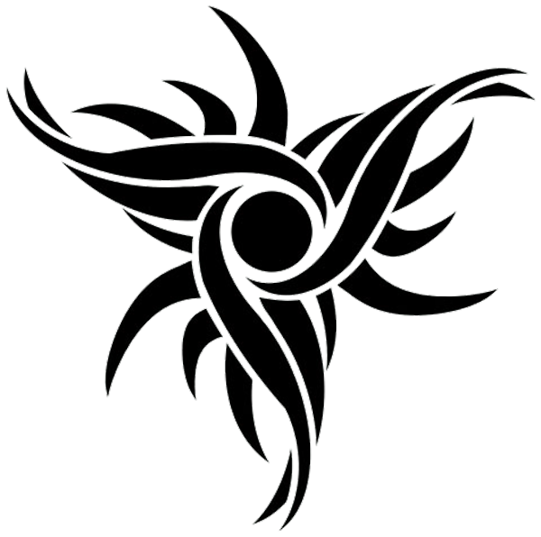 Dark sun with curvy spiral flames - Tribal sun tattoo design