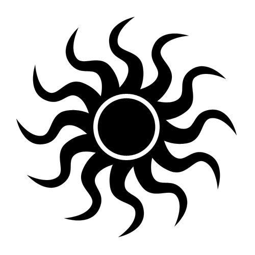 Dark tribal sun tattoo design