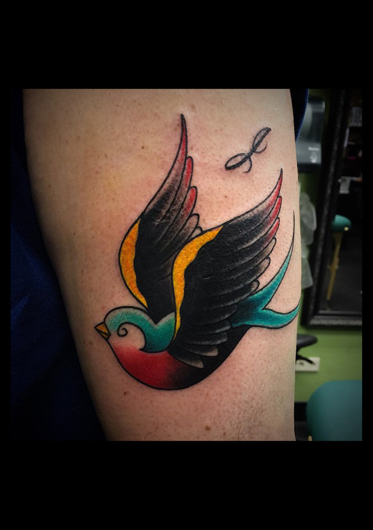 Flying Swallow Tattoo Design By Jeroen