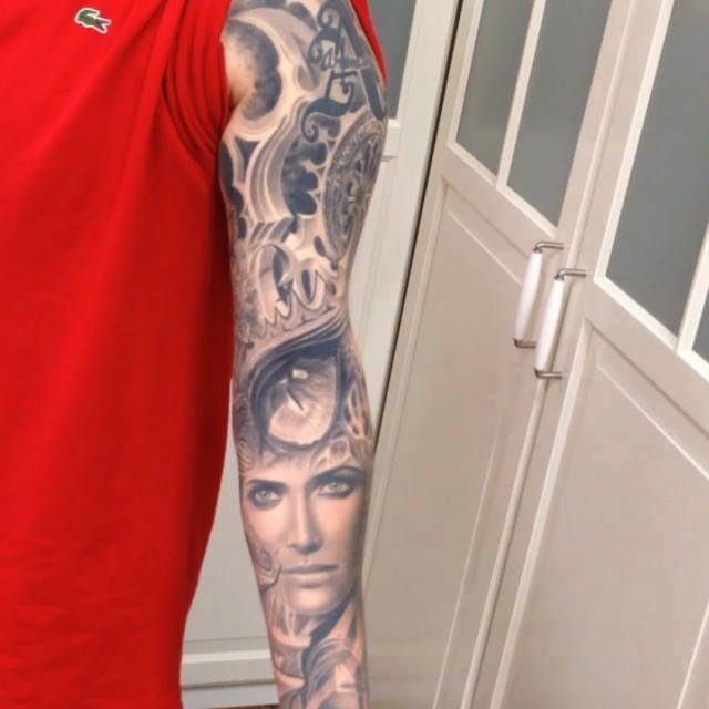 Full sleeve portrait tattoo by Rember orellana