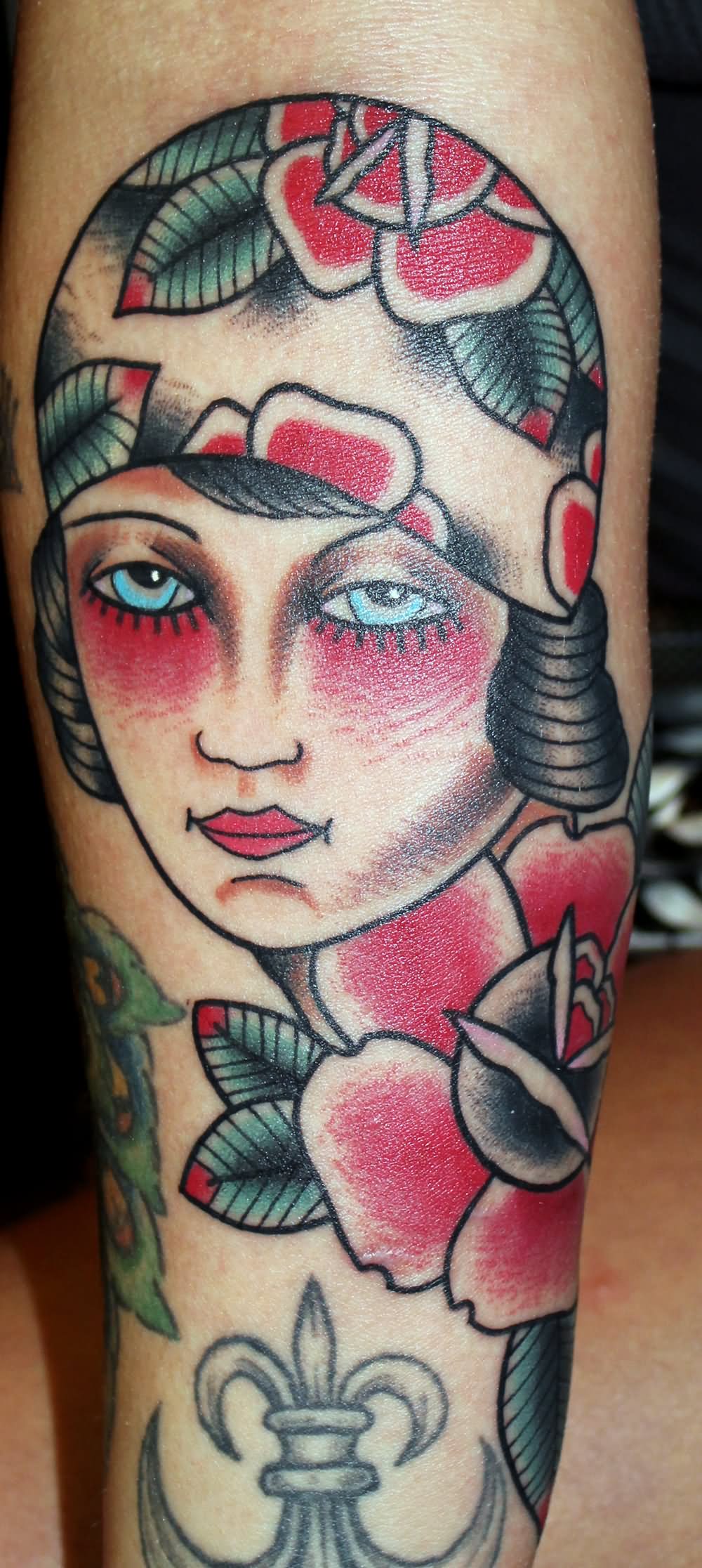 Gypsy Girl Head Tattoo by Fabio Onorini