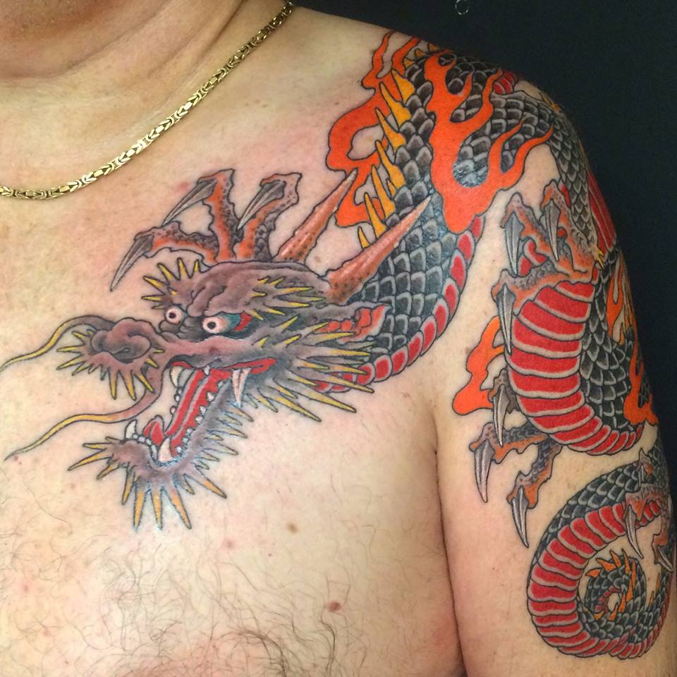 Japanese Dragon Tattoo On Shoulder by Chris Garver