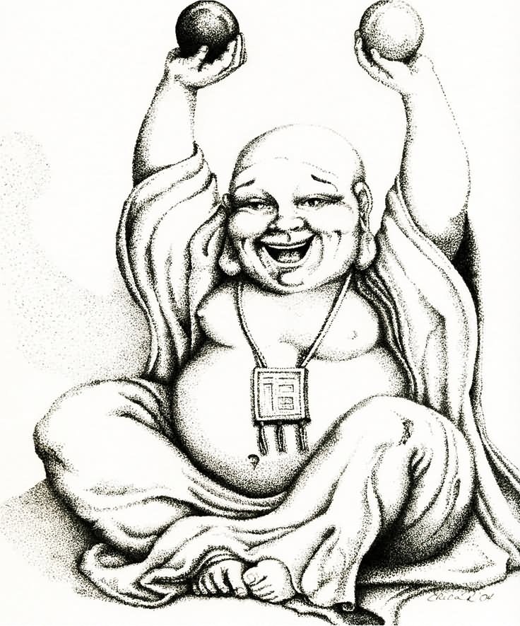 Laughing Buddha Tattoo Design by  Erica Richards