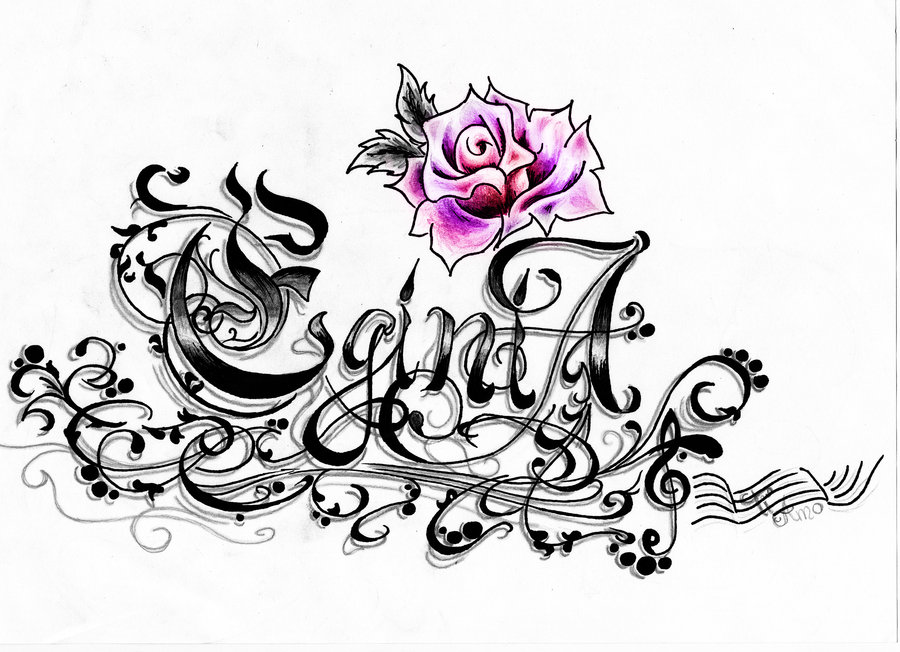 Lettering Eginia Tattoo Design By Drocel