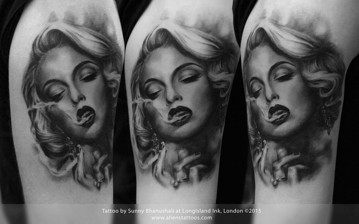 Marilyn Monroe Tattoo on leg