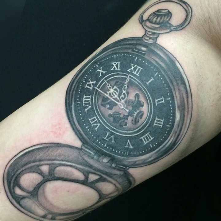 Mechanical Pocket Watch Tattoo by Samm Lacey