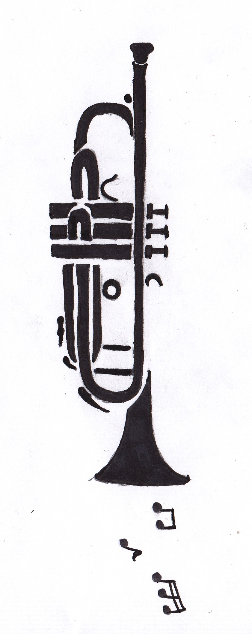 Musical Trumpet tattoo design by maddi-san