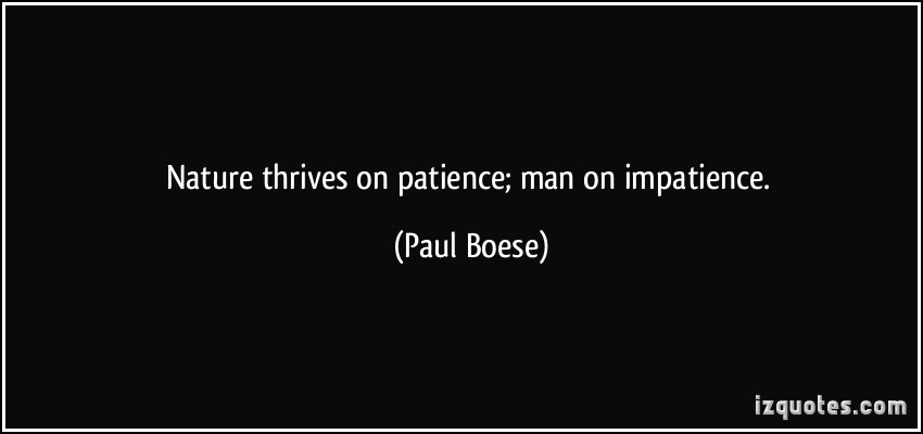 Nature thrives on patience; man on impatience (3)