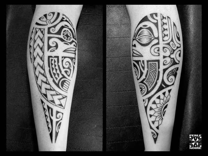 Polynesian Tattoos on Calf by Perle Noire