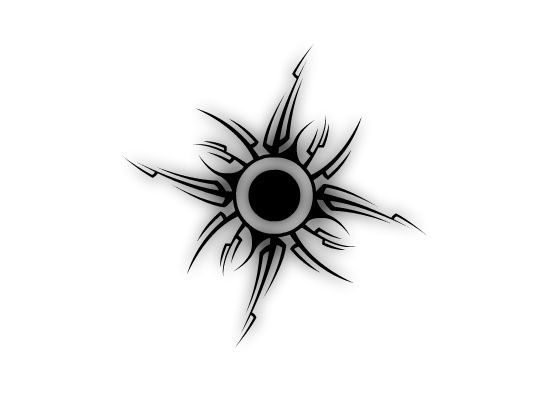 Sharp edged tribal sun tattoo design