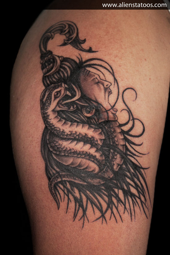 Shiva and snake tattoo by Sunny Bhanushali