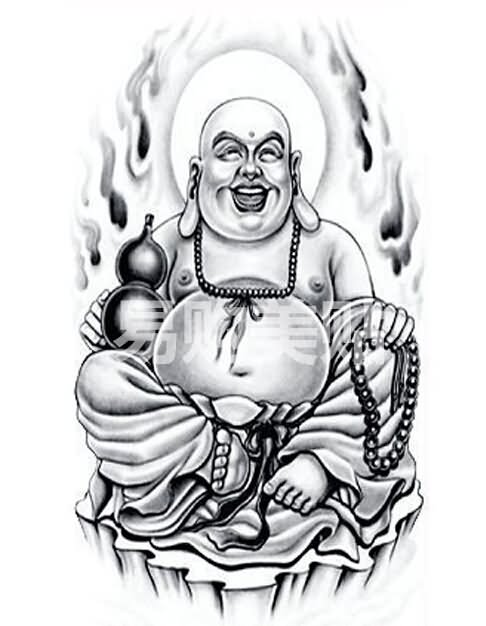 Sitting Laughing Buddha Tattoo Design