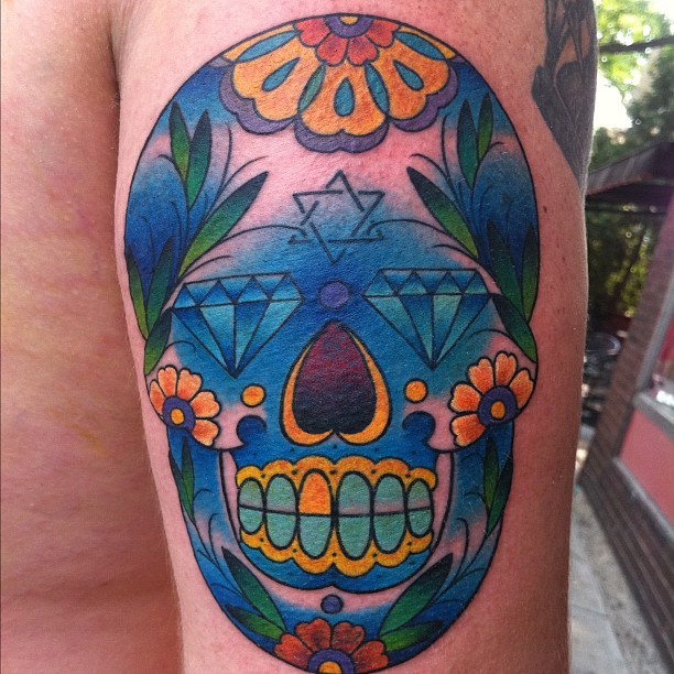 Sugar Skull Tattoo By Eddie Lefty Molina