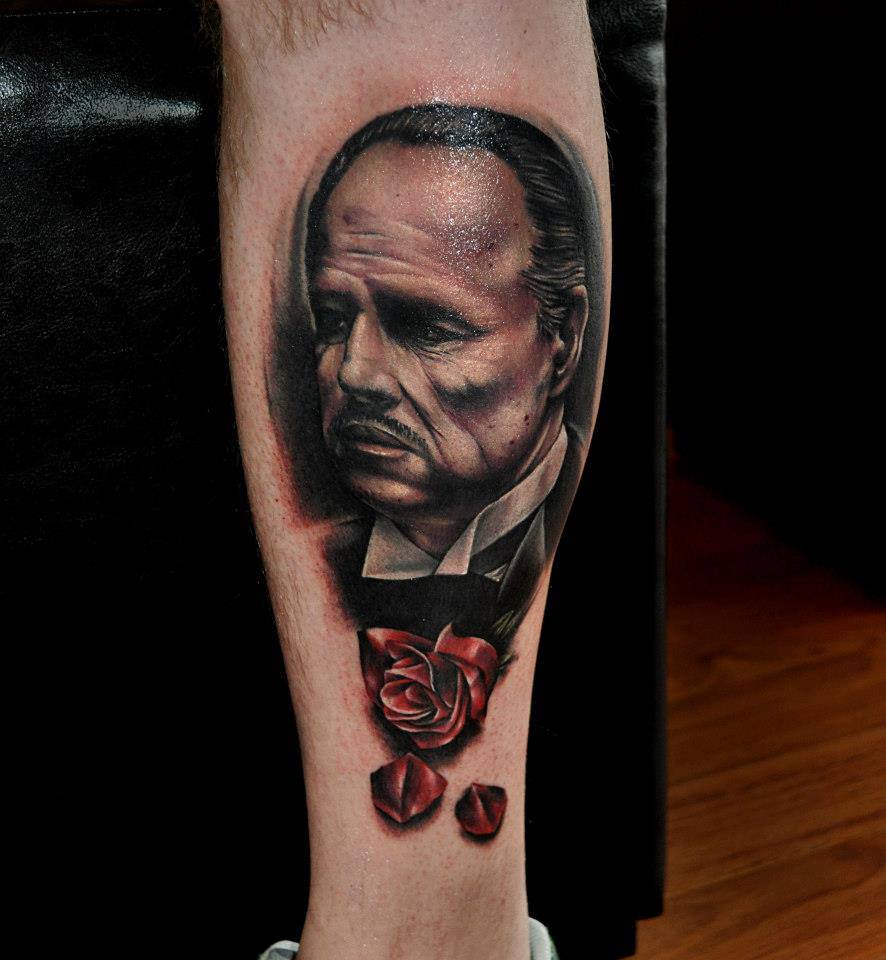 The Godfather's Vito Corleone portrait tattoo