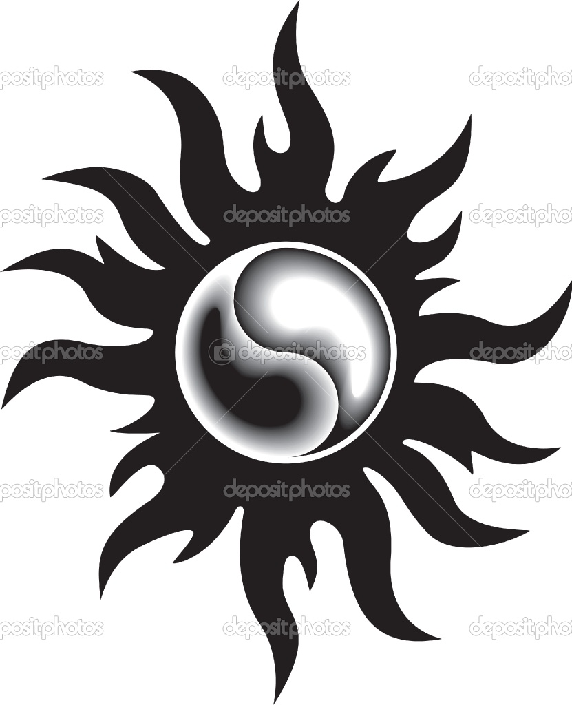 Tribal Sun Yin Yang Tattoo Design