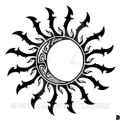 Tribal Sun and moon tattoo design by GifHaas